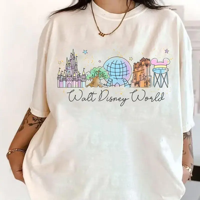 Comfort Color/Gildan Walt World Park Icons T-shirt, Minimalist Epcot Animal Kingdom Tee, Magic Kingdom Outfit, 2026 Family Trip Matching