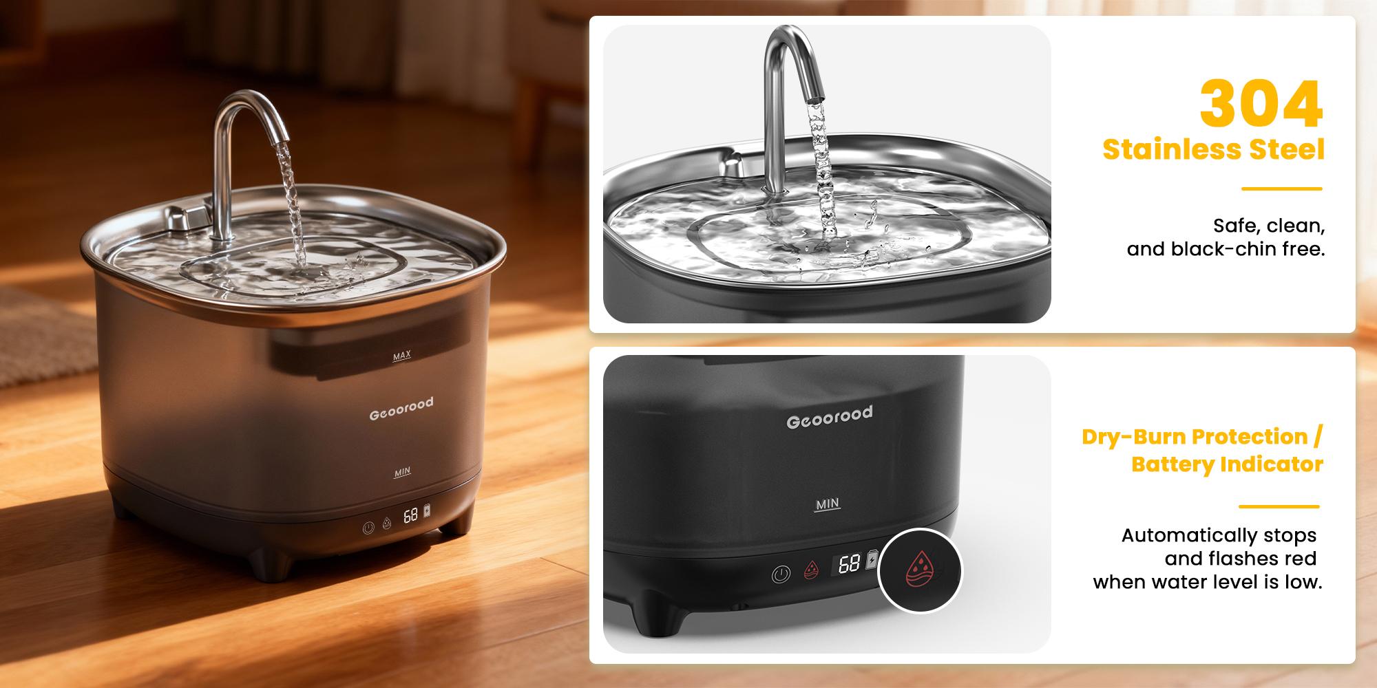 Geoorood Cat Water Fountain Cordless, 101oz/3L Wireless Pet Water Fountain for Indoor Cats, Battery-Operated Cat Drinking Fountain with Motion Sensor, Ultra-Quiet Pump, BPA-Free Geoorood Cat Water Fountain Cordless, 101oz/3L Wireless Pet Water Fountain for Indoor Cats, Battery-Operated Cat Drinking Fountain with Motion Sensor, Ultra-Quiet Pump, BPA-Free