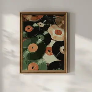 Vinyl Records Poster Print Abstract Mid Century Wall Art Retro Wall Decor Artful Trendy Modern DJ Poster Music Lover Gift Matte Poster. NO FRAMED