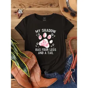 Breathable Cotton Dog Paw Pattern TShirt Comfortable Washable Perfect for Commute and Outings