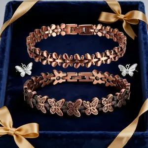 2 Pack Butterfly Magnetic Copper Bracelets | Energy Healing Wellness Jewelry for Women | Exquisite Hollow Design | Meaningful Gift for Her
