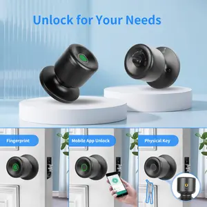 Smart 5in1 Fingerprint Ball Door Lock Biometric Door knob with App Control, Easy to Install, Replaceable Battery