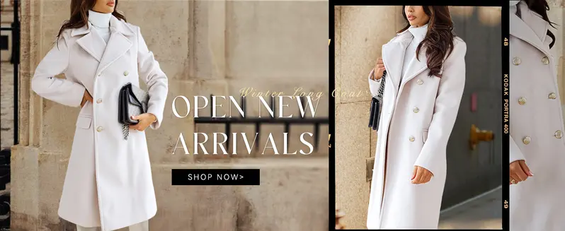 CHARTOU Women Elegant Double Breast Wool Blend Pea Coat Winter Long Coats Jacket