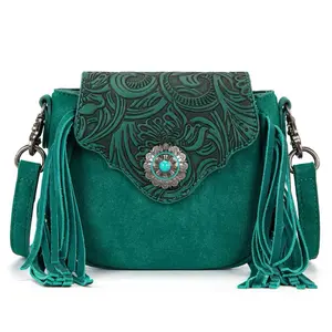 Montana West Embossed Fringe Mini Crossbody Bag
