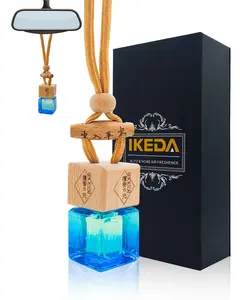 Sandalwood Car Air Freshener Hanging - 10ml Long Lasting Essential Oil Diffuser, Wooden Cap Luxury Car Accessory, Fresh Scent for Men Women - 1 Pack