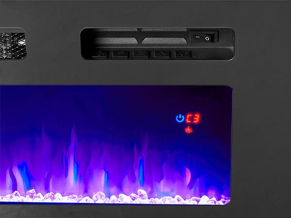 [Ships in 2 Boxes] VanAcc Fireplace TV Stand with Electric Fireplace, Modern High Gloss Entertainment Center with LED Lights, 2 Tier Console Cabinet for Living Room, Bedroom, Office, Remote Control, Multi-color available