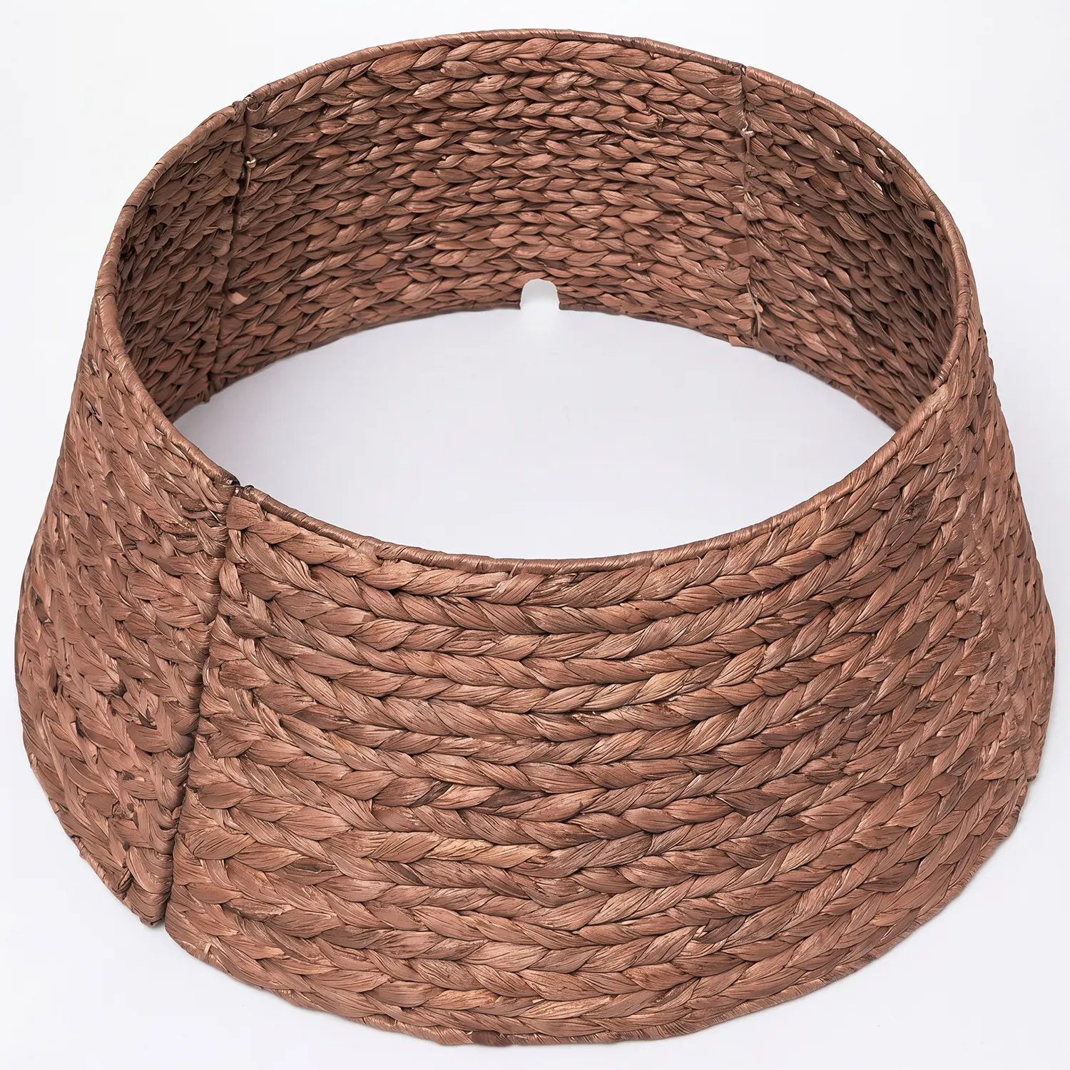 24 Inch Brown Christmas Tree Collar | Handwoven Water Hyacinth Tree Collar for Artificial Trees | Rustic Basket Weave Tree Collar | Farmhouse Boho Tree Base Cover | Wicker Tree Stand Cover for Holiday Decor