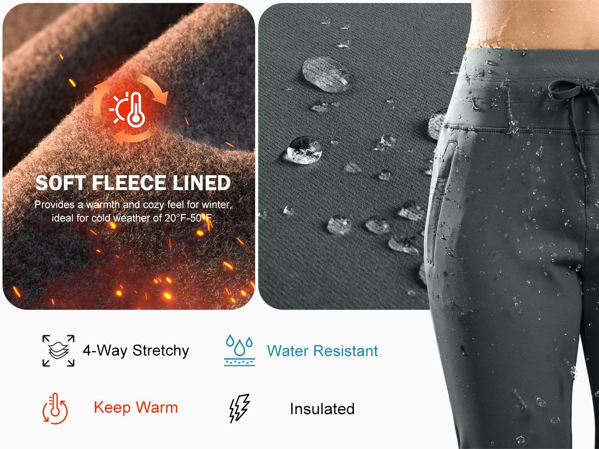 G Gradual Women's Fleece Lined Joggers Highwaist Water Resistant Warmth Winterwear Drawstring Tapered Sweatpants with Zipper Pockets for Running Athletic Workout Casual SpringStatements