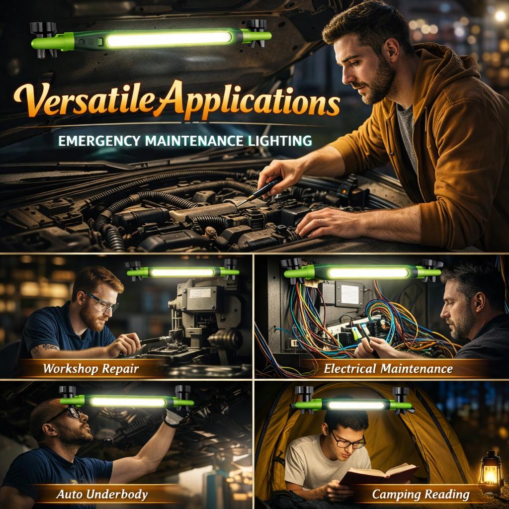 2026 Magnetic Work Light Under Hood Rechargeable LED Bar for Mechanics Car Repair Garage Lighting Accessory with 360° Foldable Design Compact & Durable USB Rechargeable