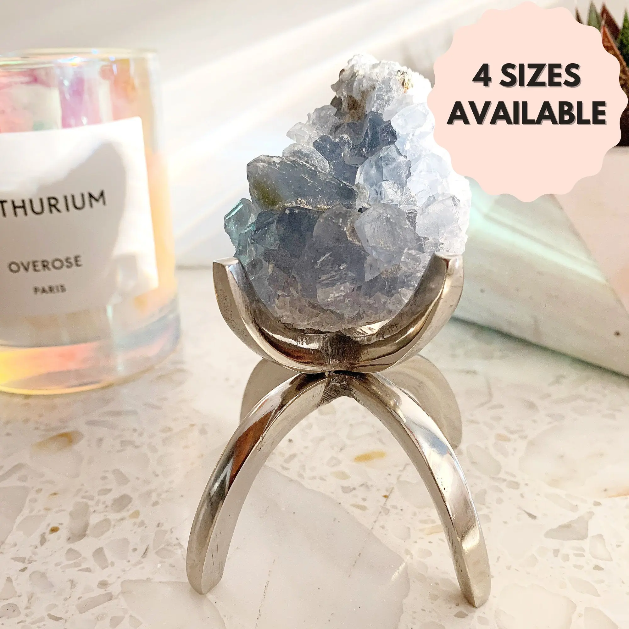 Modern Silver Crystal Stand – Minimal Claw Display Holder