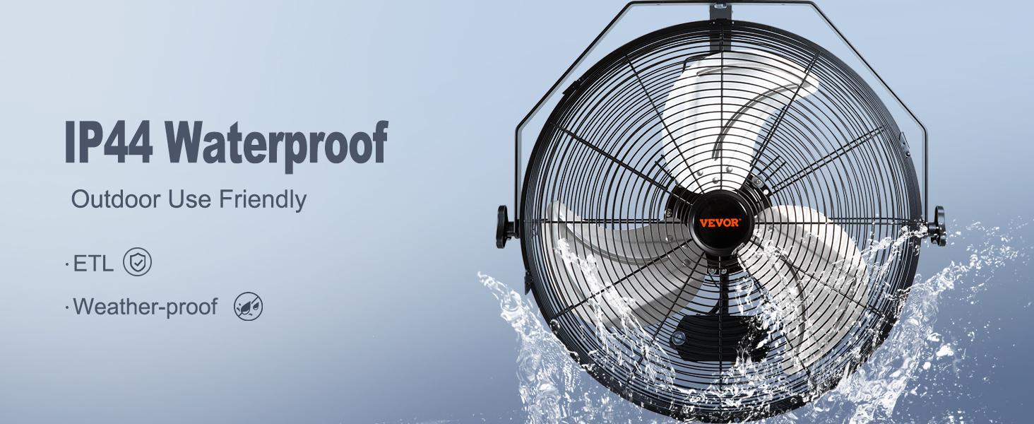 VEVOR Wall Mount Fan Waterproof IP44, 3-speed High Velocity Max. 4150 CFM, Industrial Wall Fan, Commercial or Residential for Warehouse, Greenhouse, Workshop, Patio, Black, ETL Listed  VEVOR Super Brand Day