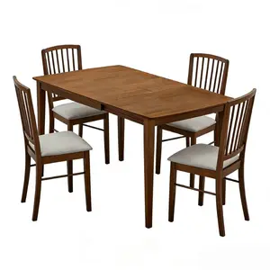 ACTU 47-inch Wood Drop-Leaf Foldable Dining Table Set, Walnut Finish