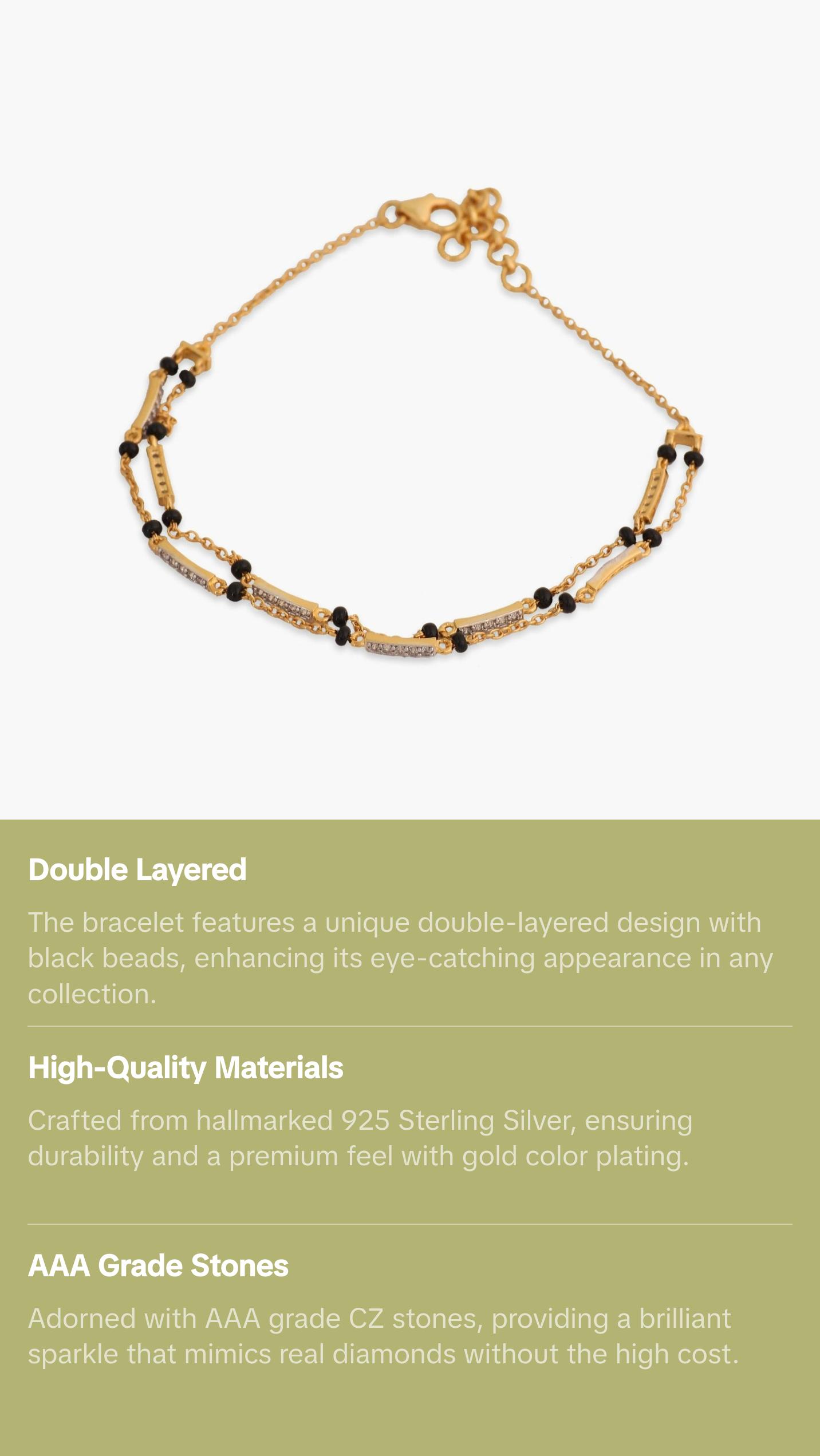 Double Layered CZ Silver Mangalsutra Bracelet