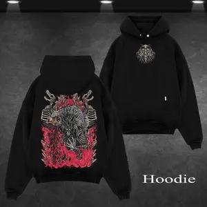 Retro NEW Maliketh the Black Blade , Elden Ring , Modern Warfare II Edition Double Printed Lightweight Acid Washed Hoodie Game Series Graphic Design Top Cotton Streetwear Game Zone T-Shirt Sweatshirt Clothes Menswear Womenswear