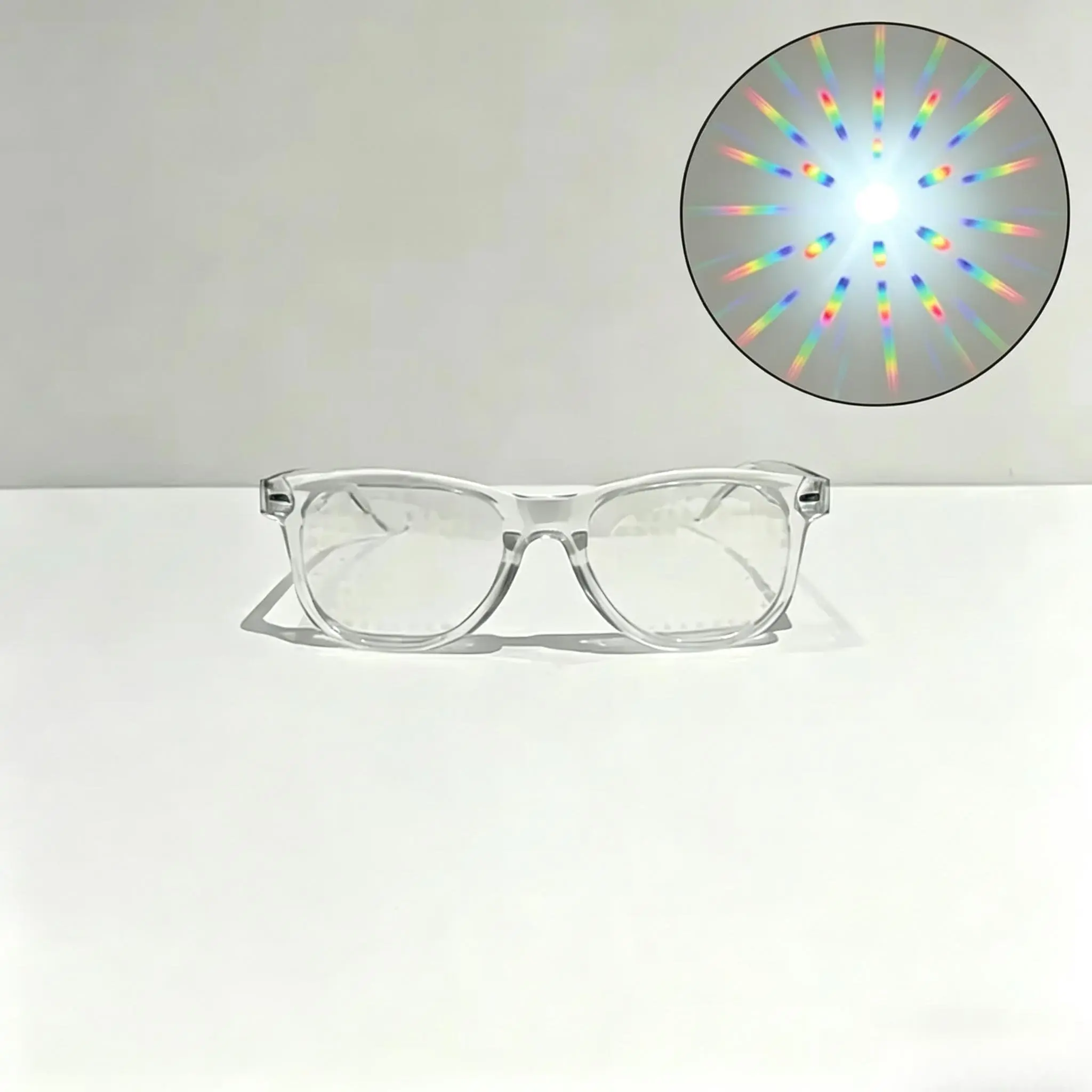 Clear Frame Diffraction Glasses with Rainbow Prism Effect - Rave Festival EDM Concert Sunglasses, Festive Party Supplies Accessories, Halloween Gift Basket Item, Sohochic