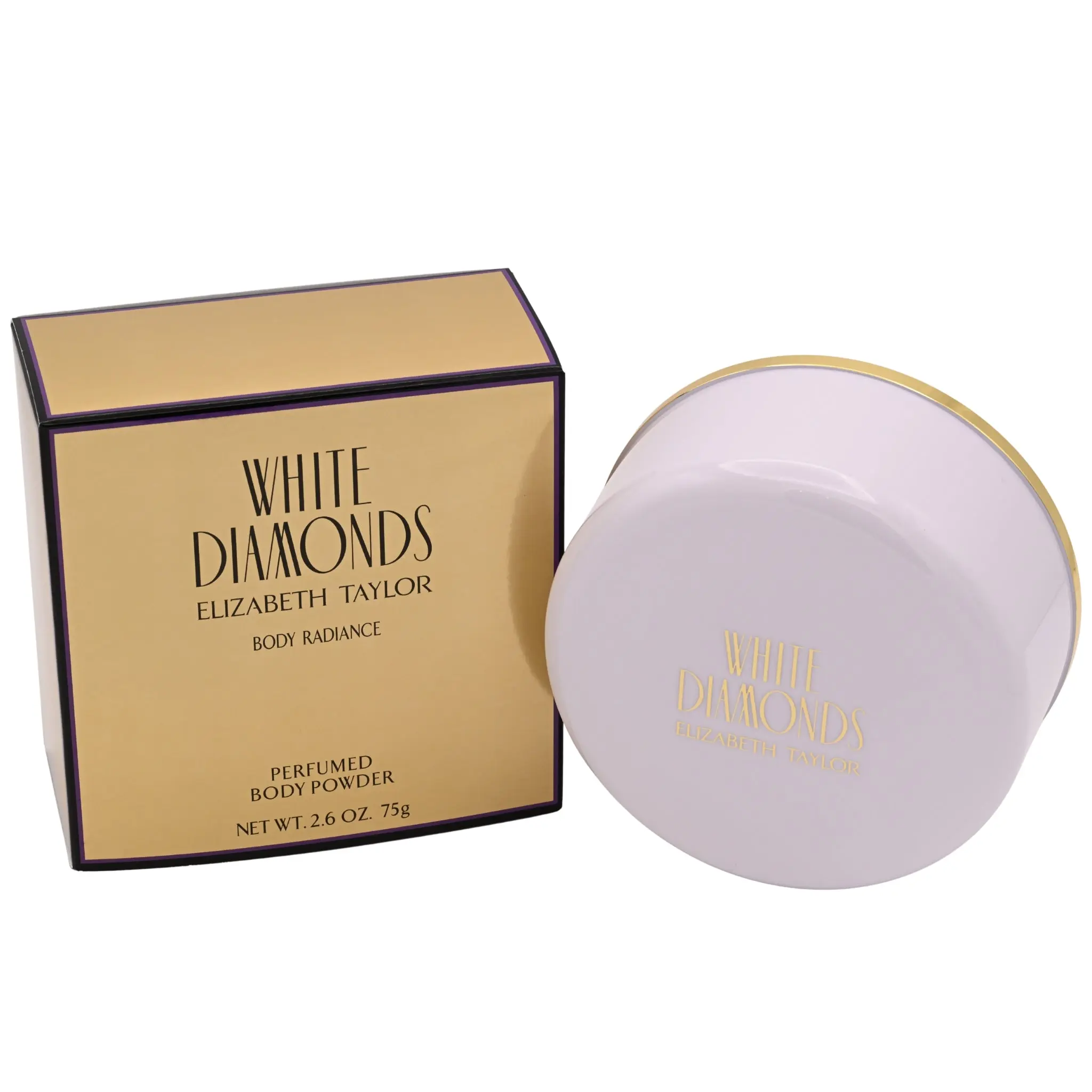 Elizabeth Taylor White Diamonds Luxury Scented Body Radiance Perfumed Body Powder, Elegant Floral Fragrance with Egyptian Tuberose, for Radiant Soft-Silky Skin, 2.6 oz, Cosmetic, Super Soft Powder, Silky Smooth Powder