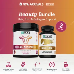 Zhou Beauty Bundle – Collagen Peptides Powder + Hairfluence Hair, Skin & Nail Vitamins