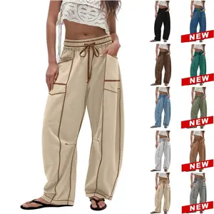 Mundoven Womens Barrel Sweatpants High Waisted Wide Leg Sweatpants Drawstring Lounge Baggy Pants Barrel Sweats