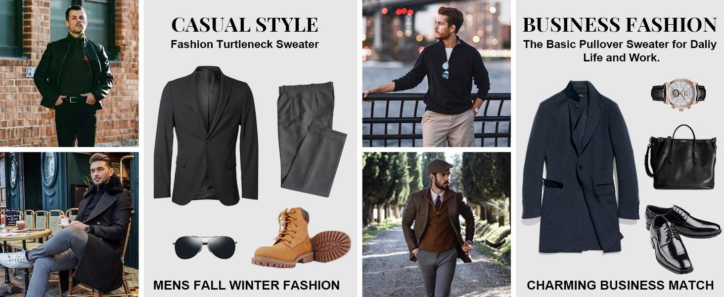 COOFANDY Fall Outfits Thin Men's Quarter Zip Up Sweaters Slim Fit Lightweight Mock Neck Pullover Casual Polo Sweaters Classic Cotton Long Sleeve Menswear Shirt Classy Shirt Classy  Collar Knitwear Outfit