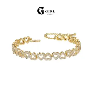 GGIRL Heart Symbol Link Bracelet for Women Cubic Zirconia Bangle Love Bracelet Jewelry Anniversary Jewelry Christmas Birthday Valentine's Day Gifts for Women Wife Girlfriend Her, Jewelry For Women, Accessories For Women