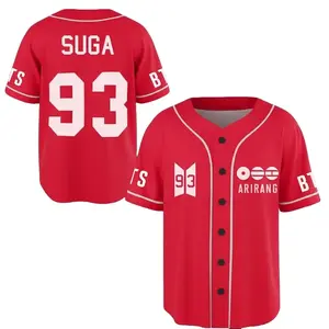 Full Print Bangtan Baseball Jersey Jersey, Vintage Suga 93 Jersey Shirt for Men & Women, Baseball Jersey for Men and Women, Baseball Jersey Style