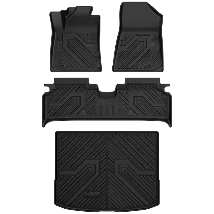 Lasfit Custom Fit All Weather Floor Mats & Cargo Mat for 2023-2025 Kia Niro EV - Anti-Slip, Debris Trap, Easy to Clean, Environmentally Friendly, Protects Resale Value, Not Fit for PHEV or Models Without Optional Dual Level Cargo Board, Car Floor Mats, St