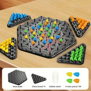 Triangular Chain Chess Game, Triangle Rubber Band Puzzle Game, Interactive Brain Teaser for 2-4 Players, Ideal Family & Party Educational Toy