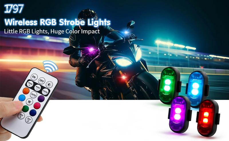 RGB Led Aircraft Strobe Light Remote Wireless Motorcycle Flash Light Warning Lights for   Bike Car Multifunctional free