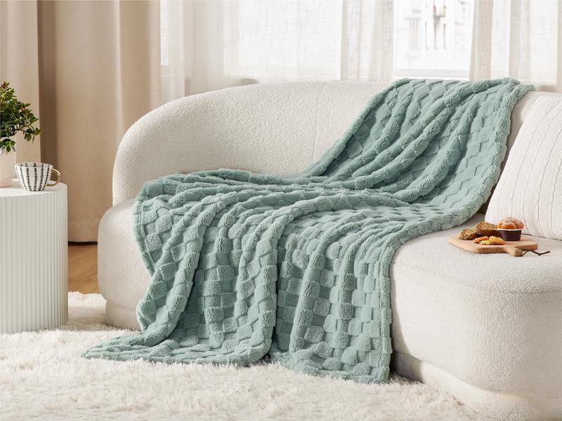Bedsure Ultra Soft Cozy Microfiber Fleece Blanket for Couch Bed - Super Soft Plush Lambskin Blanket with Classic Plaid Pattern for Home Office Sofa Bed Room Accessories Travel Essentials