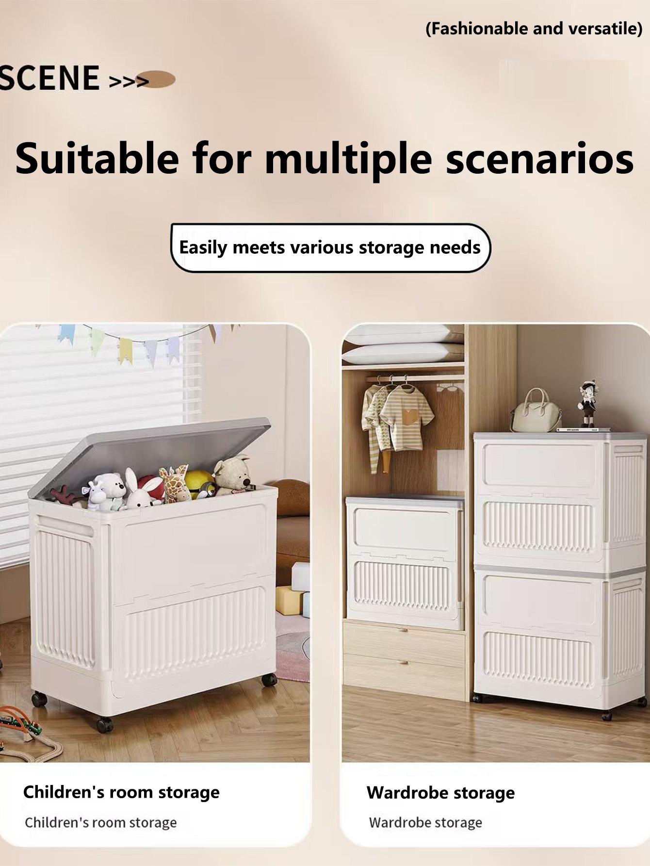Clothes storage box, large capacity extra-large dustproof flap organizer, household clothing quilt, plastic folding storage box