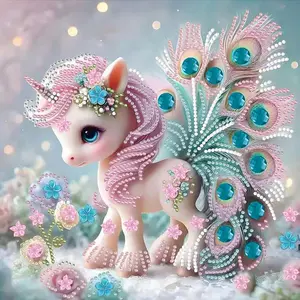 5D Diamond Painting Kits for Adults, Pony Unicorn Special Shape Diamond Art Kits for Beginner, Gem Art, Animal Diamond Crystal Rhinestones Painting Kits for Home Wall Decor Gift