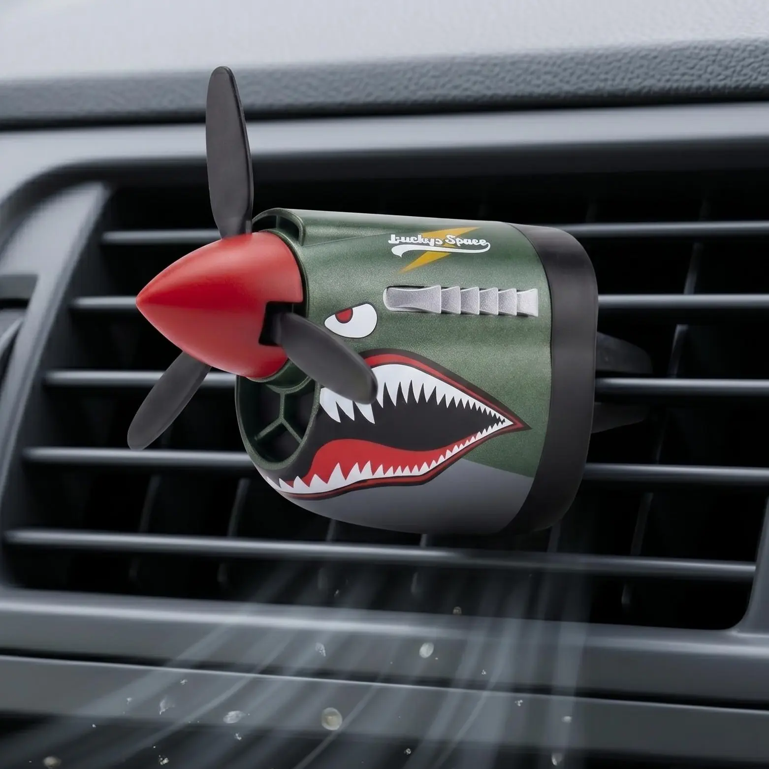 Shark Fighter Plane Car Air Freshener, Rotating Propeller Air Vent Perfume Diffuser, Vintage Aircraft Car Outlet Fragrance Decor, Cool Car Accessories Gift For Men