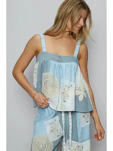 Coastal Keepsake Embroidery Tank - Sky Blue