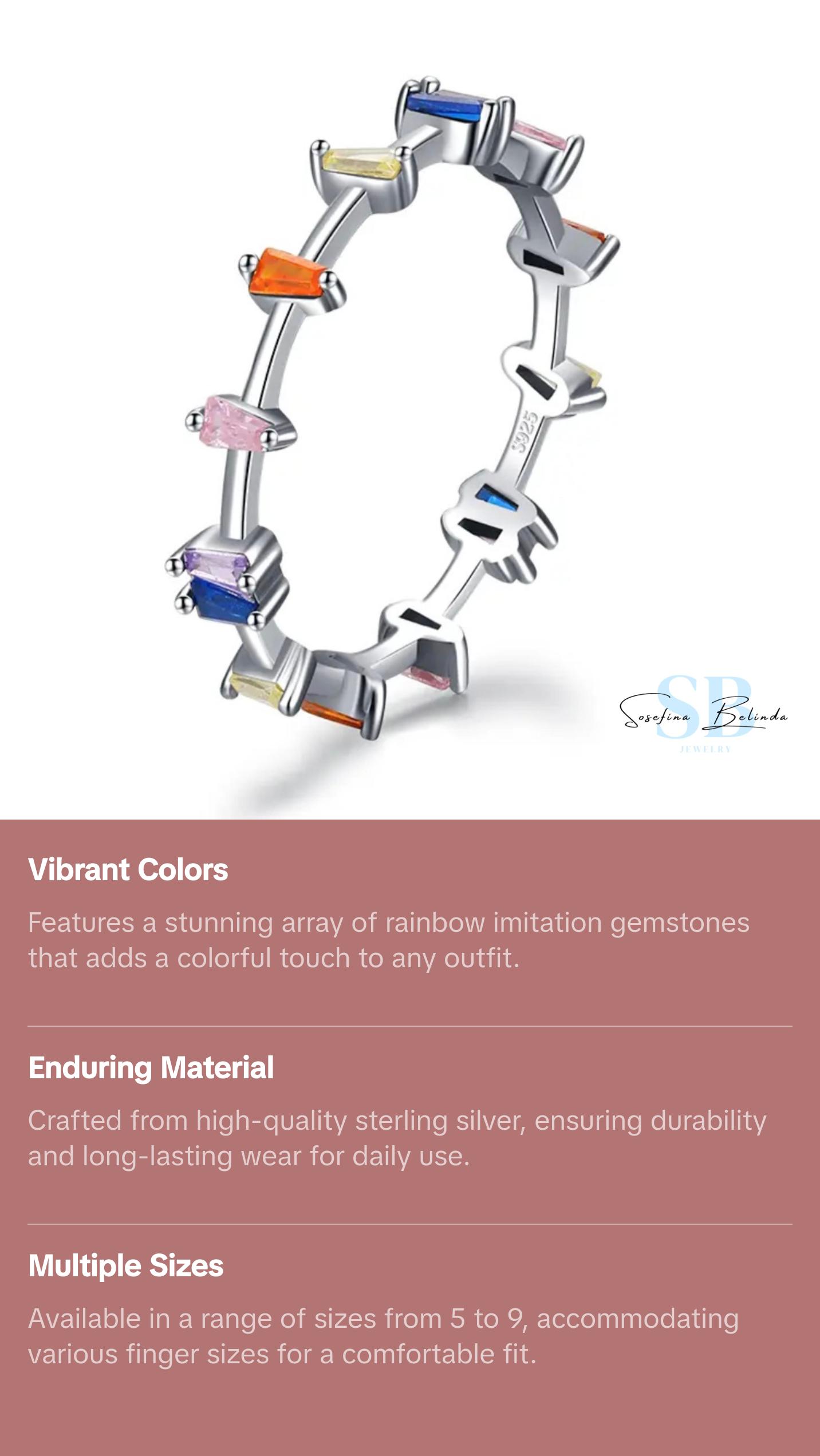 Rainbow Diamonds Sterling Silver Eternity Stacking Ring