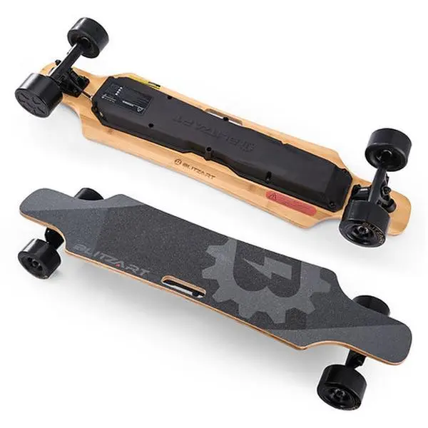 212 MAIN Huracane Electric Longboard with Skateboard Grip, Maple & Bamboo Concave Deck for Unisex Advanced Riders, 350W Quiet Hub Motor, 19 MPH, Remote with Cruise Control, Remote Control, Wrist Strap, Max 19Mph, Wireless Control