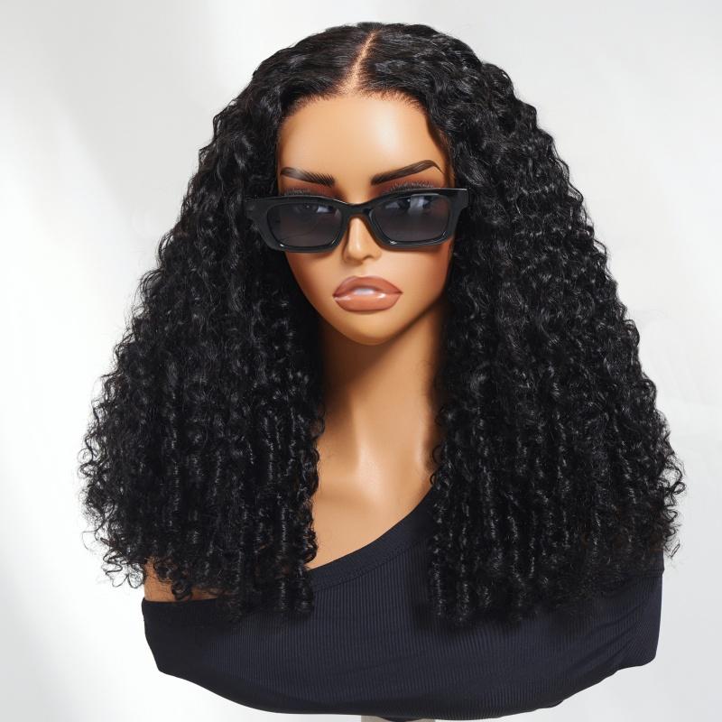 【Finger Coil Ends】UNice 180% Density Burmese Curly Wig 7x5 HD Lace Closure Human Hair Wig with Finger Coil Ends Pre Cut Pre Bleached Pre Plucked Natural Scalp for Beginners