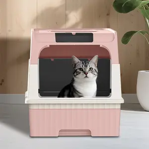 Magic Cube Cat Litter Box - Pink & White Design with Easy Access Door for Cats - Ideal for Indoor Use - Compact & Stylish