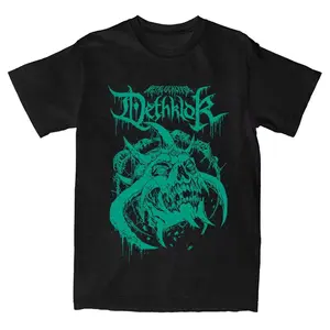 DETHKLOK Deadface Print Vintage Washed T-Shirt Sweatshirt Hoodie – Cotton Hip Hop Streetwear Heavy Metal Graphic Top for Men Women ZNI