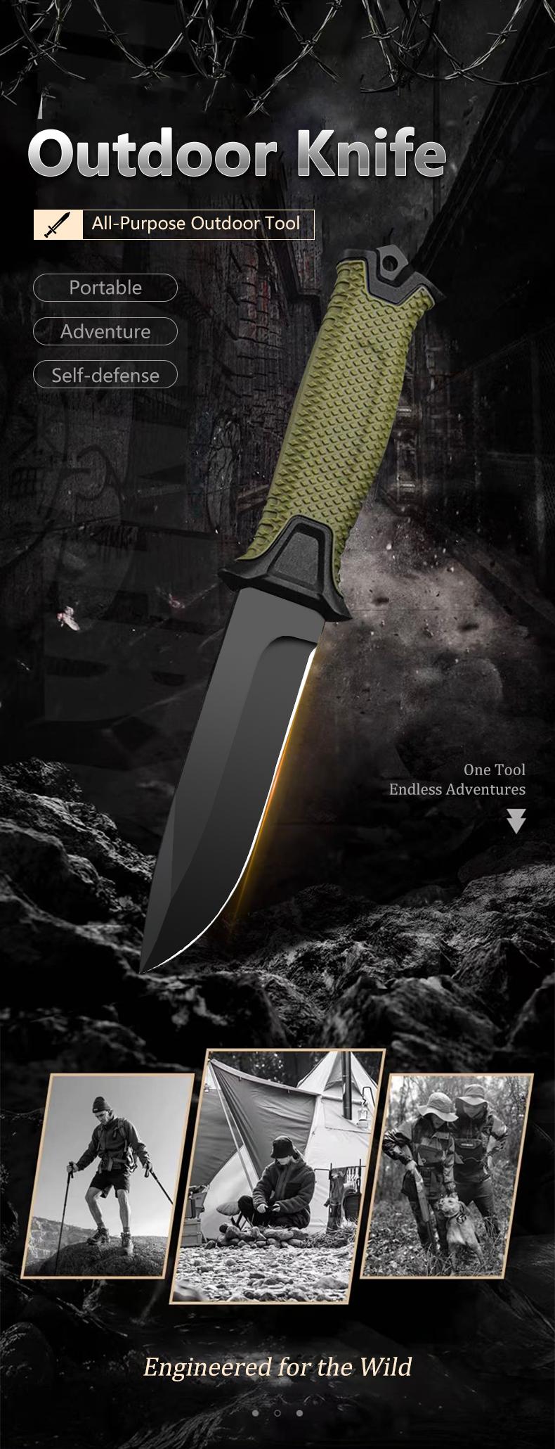 Outdoor Knife,Outdoor Straight Knife With Scabbard,Outdoor Survival,Belt-Mounted,High Quality Steel,Reinforced Nylon Handle And Portable Design,Survival Tool for Outdoor Daily Carry,Gifts for Men Who Love Camping,Christmas