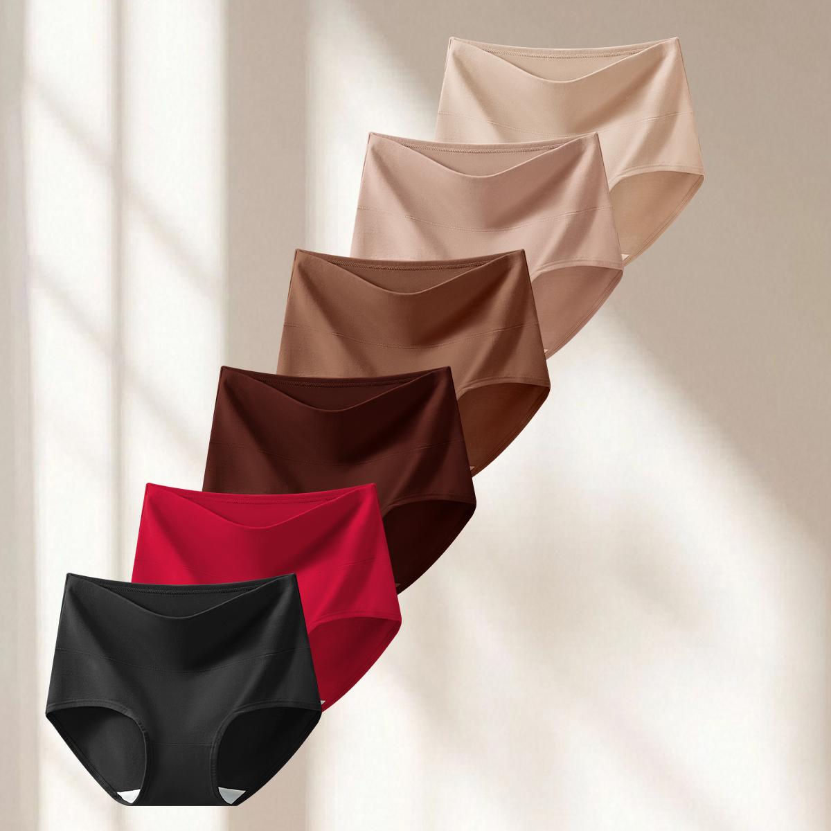 HOTCOM Women’s Matching High-Waist Cotton Panties – Smooth Seamless Full-Coverage Everyday Womenswear (4/5-Pack)