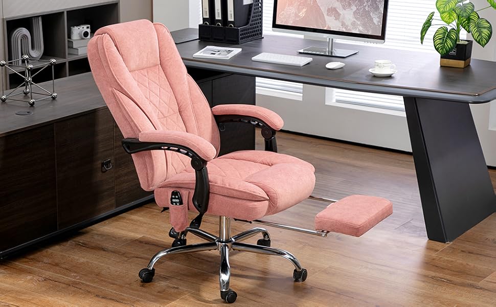 Vinsetto 6-Point Thick Padding Vibration Massage Office Chair, Reclining Backrest and Retractable Footrest, High Back Computer Chair with Heat, Adjustable Height, Swivel Wheels