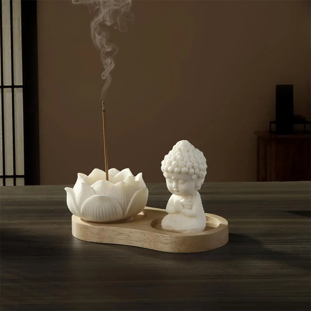 Lotus Design Incense Burner, Bakhoor Burner, 1 Set Wooden Meditation Incense Holder, Home Decor Supplies for Living Room Bedroom, Home Fragrance Decor