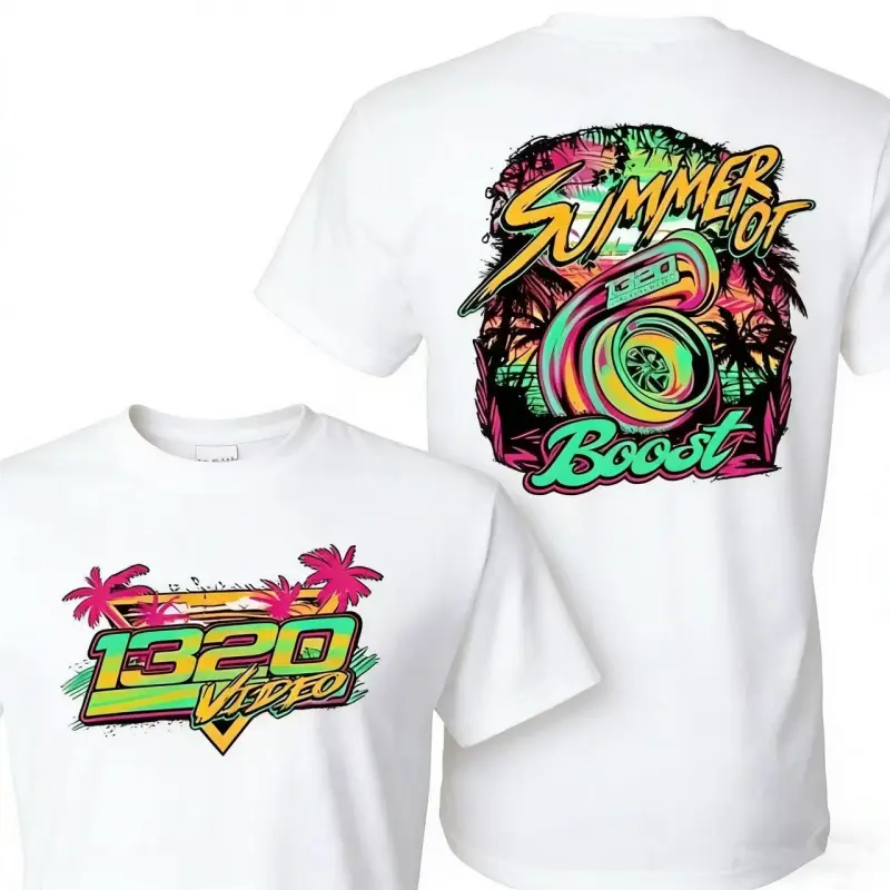 ️1320 Video Neon Turbo Turbocharger Racing Graphic Tee Motorsport Car Enthusiast Streetwear T-Shirt Soft Cotton Casual Drift Car Meet Automotive Culture Fan Apparel Digital Print Trend All Season Shirt