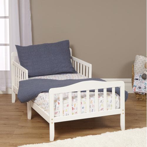 Bellemave Wooden Baby Toddler Bed Children Bedroom Furniture with Safety Guardrails 53x30x24.5 Inches Pine Wood & Plywood White Sort