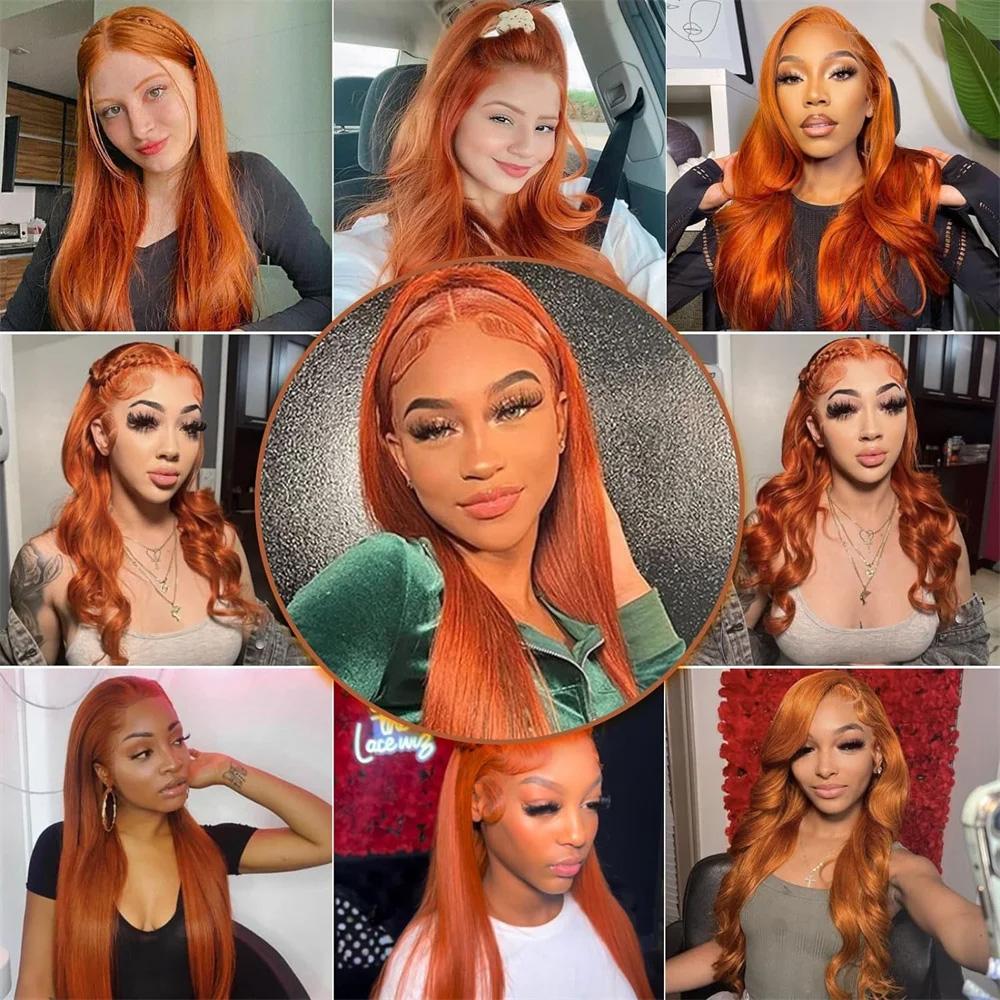Bling Hair Body Wave 28 30Inch Reddish Brown Lace Front Wig Human Hair Wigs For Women Brazilian 13X4 13x6 Burnt Orange Transparent Lace Frontal Human Hair Wig 180Density TikTokShopBlackFriday