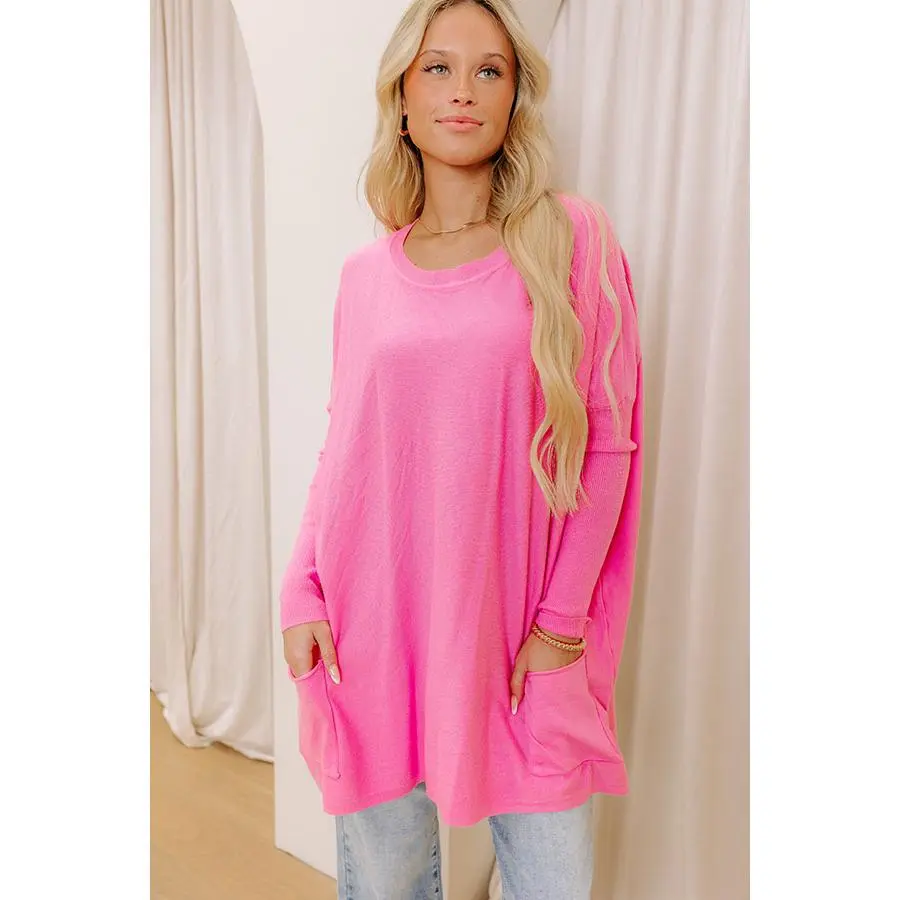 Always Cozy Sweater Top in Bubblegum Pink