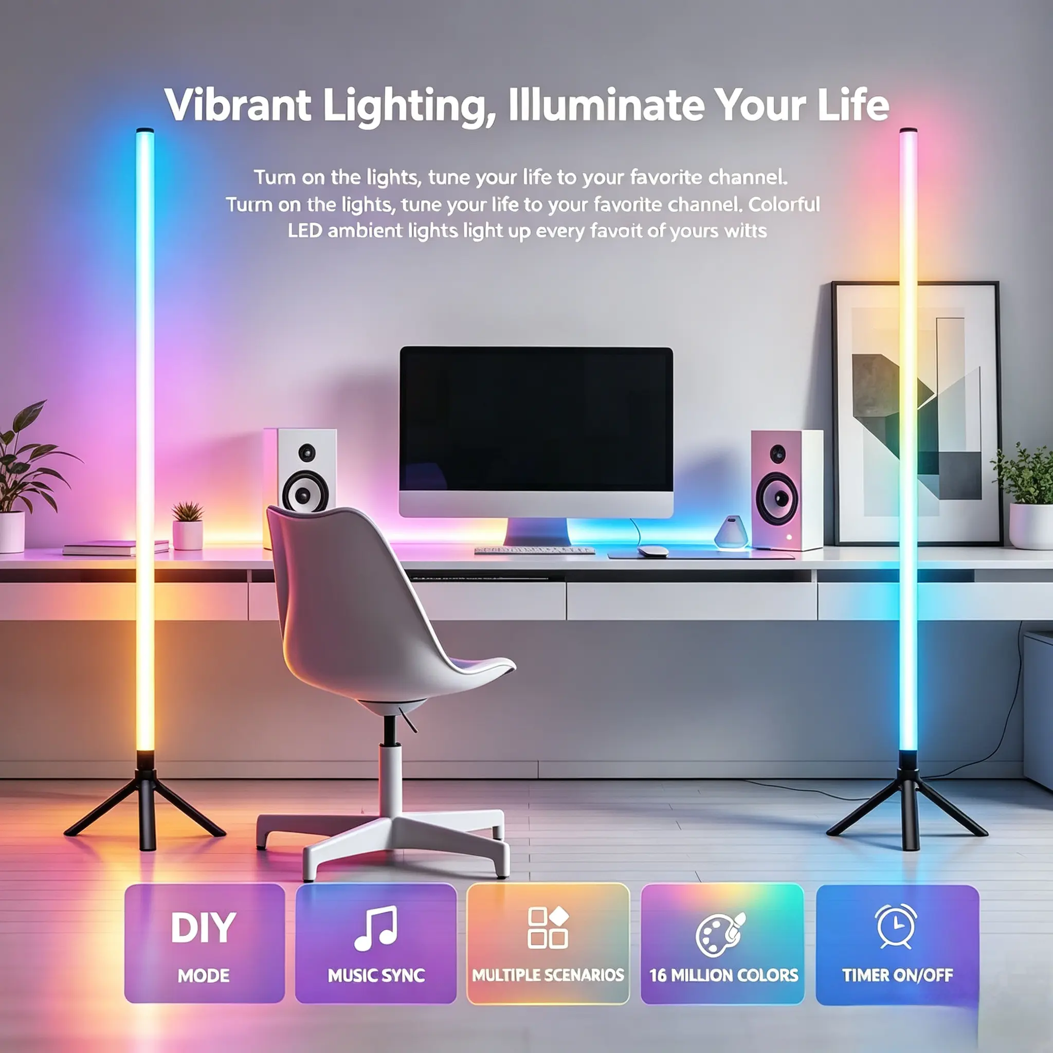 Triangle Standing Atmosphere Lamp, Accent Lighting - Creative LED Lighting for Indoor Room Lights, Home High-End Ambiance Enhancement, Atmosphere Lighting
