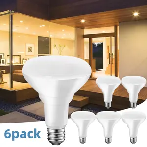 6-Pack BR30 LED Floodlight Bulb, 65W Equivalent, Dimmable, Dual Color 3000K Warm White, 750lm, CRI 90, Indoor for Recessed Cans