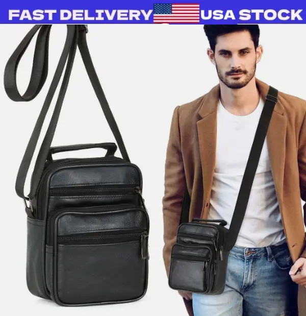 Men's Sling Backpack Shoulder Bag,100% Genuine Leather Chest bag Crossbody Bag