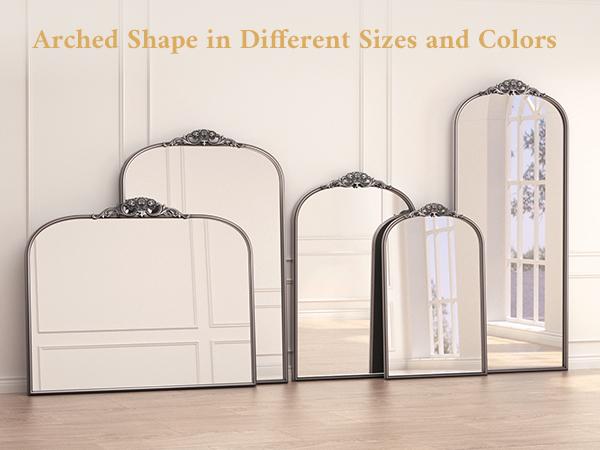 TETOTE Antique Gold Arched Mirror, Ornate Vintage Framed Mirror for Wall, Baroque Style, Decorative Mirror for Bathroom/Entryway/Mantel/Living Room, French Cleat Mounting